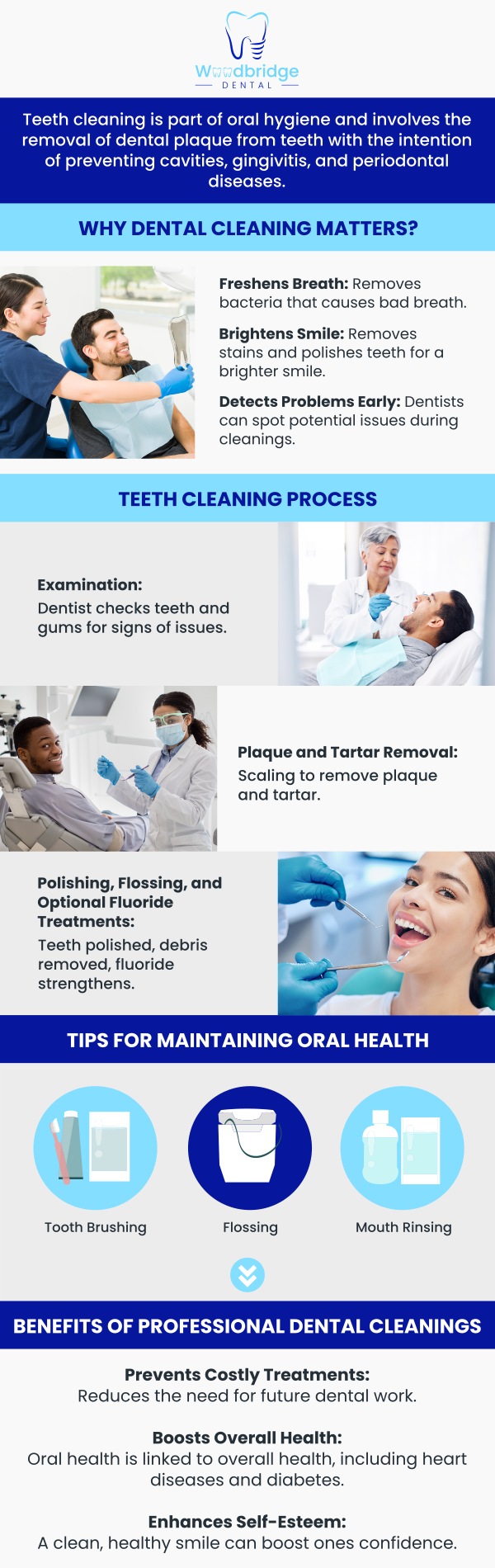Common questions asked by patients: What is a dental cleaning, and why is it important? How often should I get a professional dental cleaning? Does dental cleaning hurt? How long does a dental cleaning take? For more information, contact us or schedule an appointment online. We are conveniently located at 850 Woodbridge Center Dr. Woodbridge, NJ 07095.